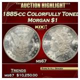 1885-cc Morgan Dollar Colorfully Toned $1 ms67 SEG