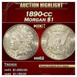 1890-cc Morgan Dollar $1 ms62 USCG