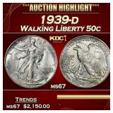 1939-d Walking Liberty Half Dollar 50c ms67 SEGS