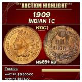 1909 Indian Cent 1c ms66+ rb SEGS