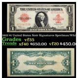 1923 $1 United States Note Grades vf++ Signatures