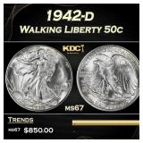 1942-d Walking Liberty Half Dollar 50c Grades ms67