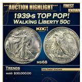 1939-s Walking Liberty Half Dollar TOP POP! 50c ms