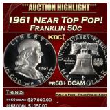 1961 Proof Franklin Half Dollar Near Top Pop! 50c