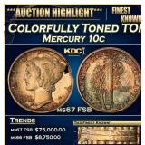 1917-d Mercury Dime Colorfully Toned TOP POP! 10c