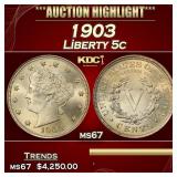 1903 Liberty Nickel 5c ms67 SEGS