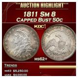 1811 Sm 8 Capped Bust Half Dollar 50c ms62+ USCG