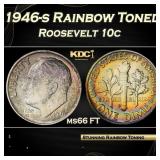 PCGS 1946-s Roosevelt Dime Rainbow Toned 10c ms66