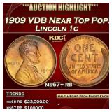 1909 VDB Lincoln Cent Near Top Pop! 1c ms67+ rb SE