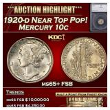 1920-d Mercury Dime Near Top Pop! 10c ms65+ FSB SE