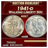 1941-d Walking Liberty Half Dollar 50c ms68 SEGS