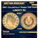1901 Proof Liberty Nickel Colorfully Toned TOP POP