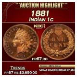 1881 Proof Indian Cent 1c pr67 rb SEGS