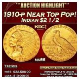 1910-p Gold Indian Quarter Eagle Near Top Pop! $2