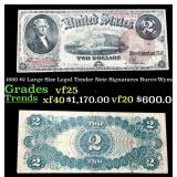 1880 $2 Large Size Legal Tender Note Grades vf+ Si