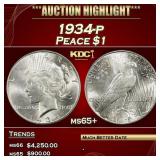 1934-p Peace Dollar $1 ms65+ SEGS