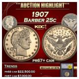 1907 Proof Barber Quarter 25c pr67+ cam SEGS