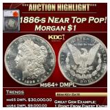 1886-s Morgan Dollar Near Top Pop! $1 ms64+ DMPL S