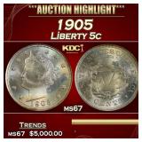1905 Liberty Nickel 5c ms67 SEGS