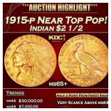 1915-p Gold Indian Quarter Eagle Near Top Pop! $2
