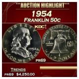1954 Proof Franklin Half Dollar 50c pr69 SEGS