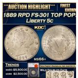 1889 RPD FS-301 Liberty Nickel TOP POP! 5c ms66+ S