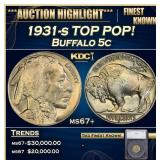 1931-s Buffalo Nickel TOP POP! 5c ms67+ SEGS