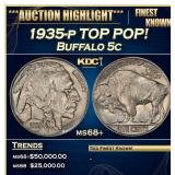 1935-p Buffalo Nickel TOP POP! 5c ms68+ SEGS