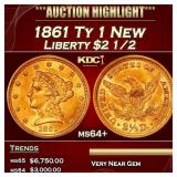 1861 Ty 1 New Gold Liberty Quarter Eagle $2 1/2 ms