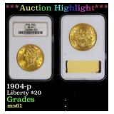 NGC 1904-p Gold Liberty Double Eagle $20 ms61 NGC