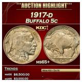 1917-d Buffalo Nickel 5c ms65+ SEGS