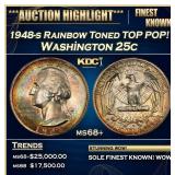 1948-s Washington Quarter Rainbow Toned TOP POP! 2