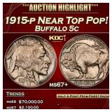 1915-p Buffalo Nickel Near Top Pop! 5c ms67+ SEGS