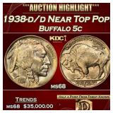 1938-d/d Buffalo Nickel Near Top Pop! 5c ms68 SEGS