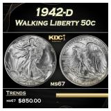 1942-d Walking Liberty Half Dollar 50c Grades ms67