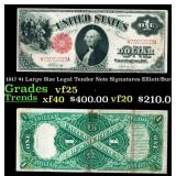 1917 $1 Large Size Legal Tender Note Grades vf+ Si