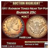 1911 Proof Barber Quarter Rainbow Toned Near Top P