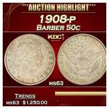 1908-p Barber Half Dollars 50c ms63 USCG
