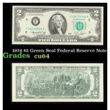 1976 $2 Green Seal Federal Reserve Note Grades Cho