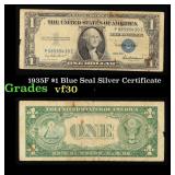 1935F $1 Blue Seal Silver Certificate Grades vf++