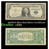 1957B $1 Blue Seal Silver Certificate Grades vf++