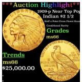 *Highlight* 1909-p Gold Indian Quarter Eagle Near