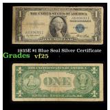 1935E $1 Blue Seal Silver Certificate Grades vf+