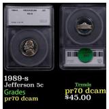1989-s Proof Jefferson Nickel 5c pr70 dcam SEGS