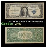 1957 $1 Blue Seal Silver Certificate Grades vf++