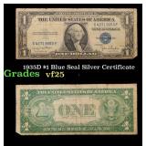 1935D $1 Blue Seal Silver Certificate Grades vf+