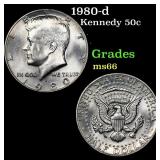 1980-d Kennedy Half Dollar 50c Grades GEM+ Unc