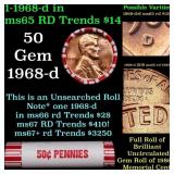 BU Shotgun Lincoln 1c roll, 1968-d 50 pcs Bank Wra