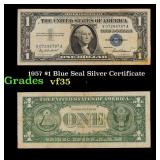 1957 $1 Blue Seal Silver Certificate Grades vf++