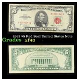 1963 $5 Red Seal United States Note Grades xf